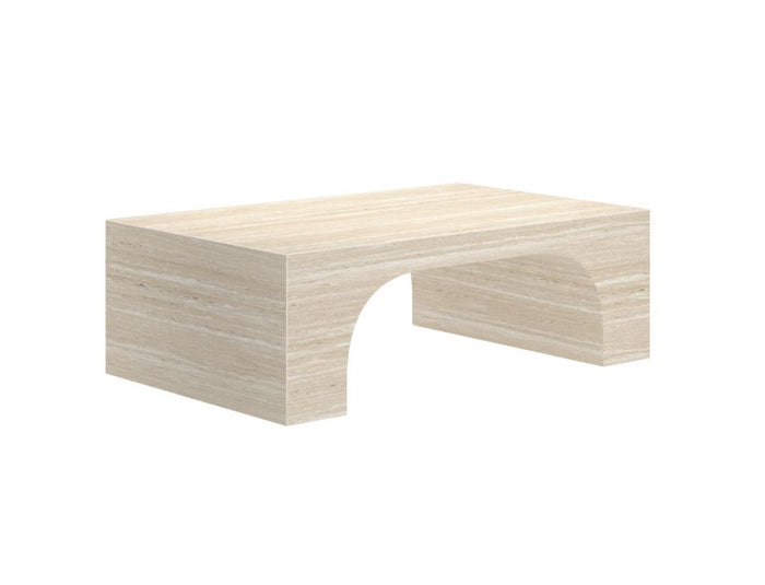 Atticus Travertine Arched Rectangular Coffee Table