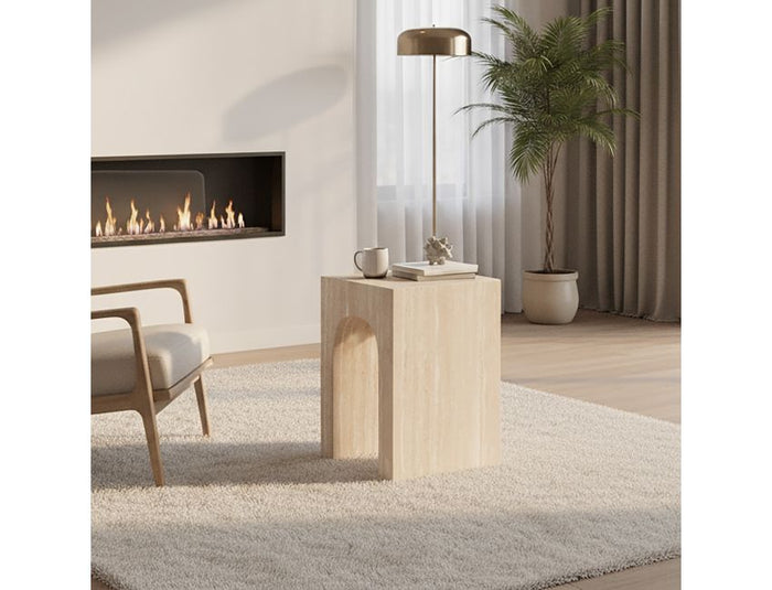 Atticus Travertine Accent Table