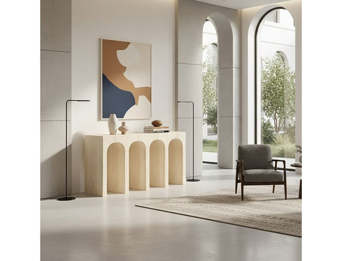 Atticus Travertine Grade Grand Console Table