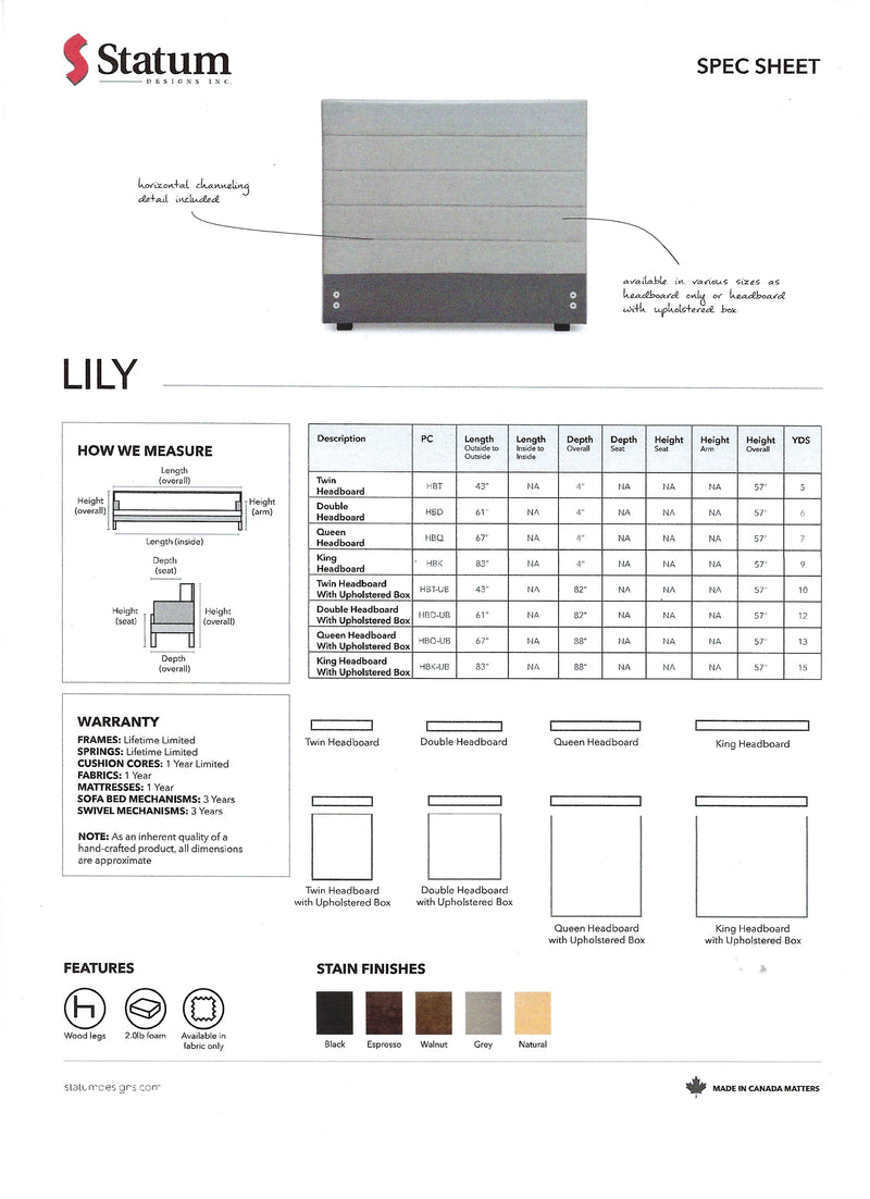 Lily Headboard/Upholstered Bed