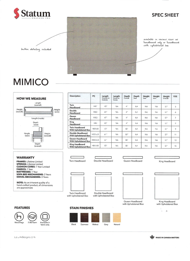 Mimico Headboard/Upholstered bed