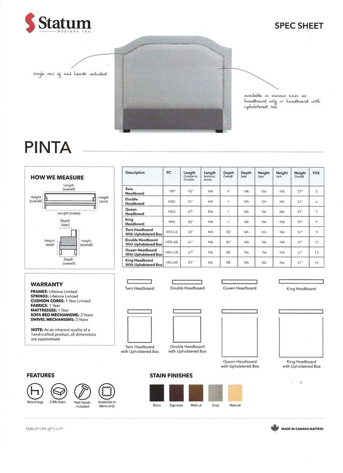 Pinta Headboard/Upholstered bed